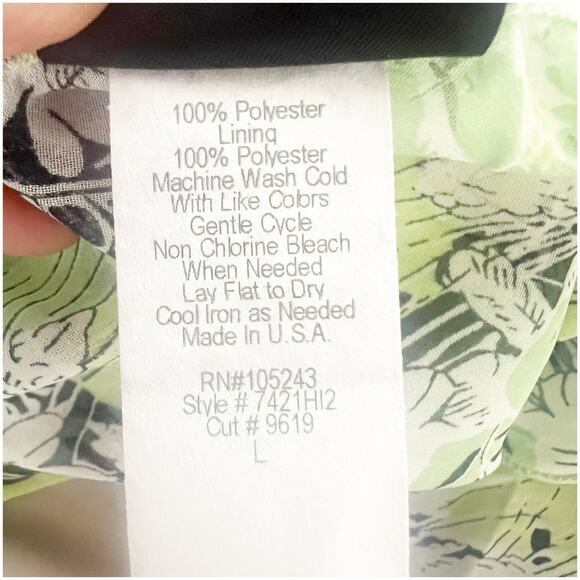 JKLA California Women’s Y2K Tank Chiffon Size Large Green White Sweetheart Neck - Picture 11 of 14